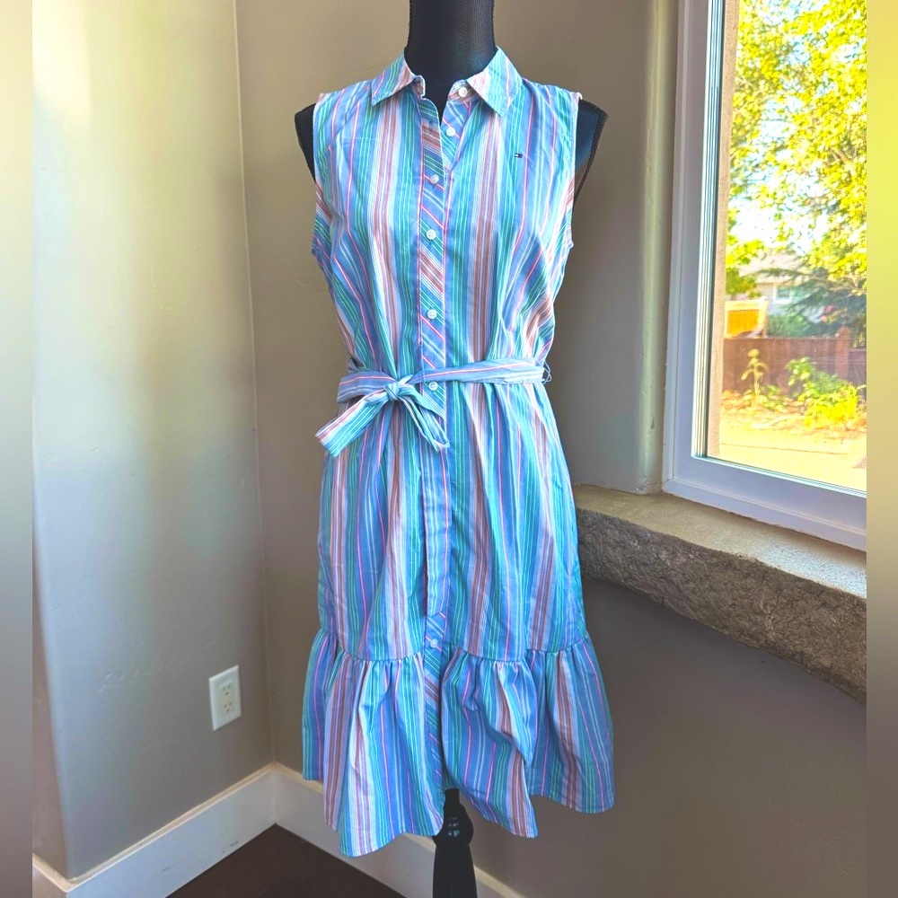 Tommy Hilfiger Striped Sleeveless Belted Dress Women’s Size 4 (NWT)